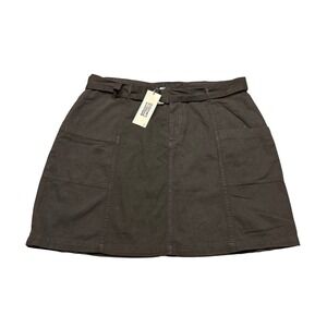 Mast & Harbour Womens Black Cotton Belted‎ Mini Skirt Size 36 NWT